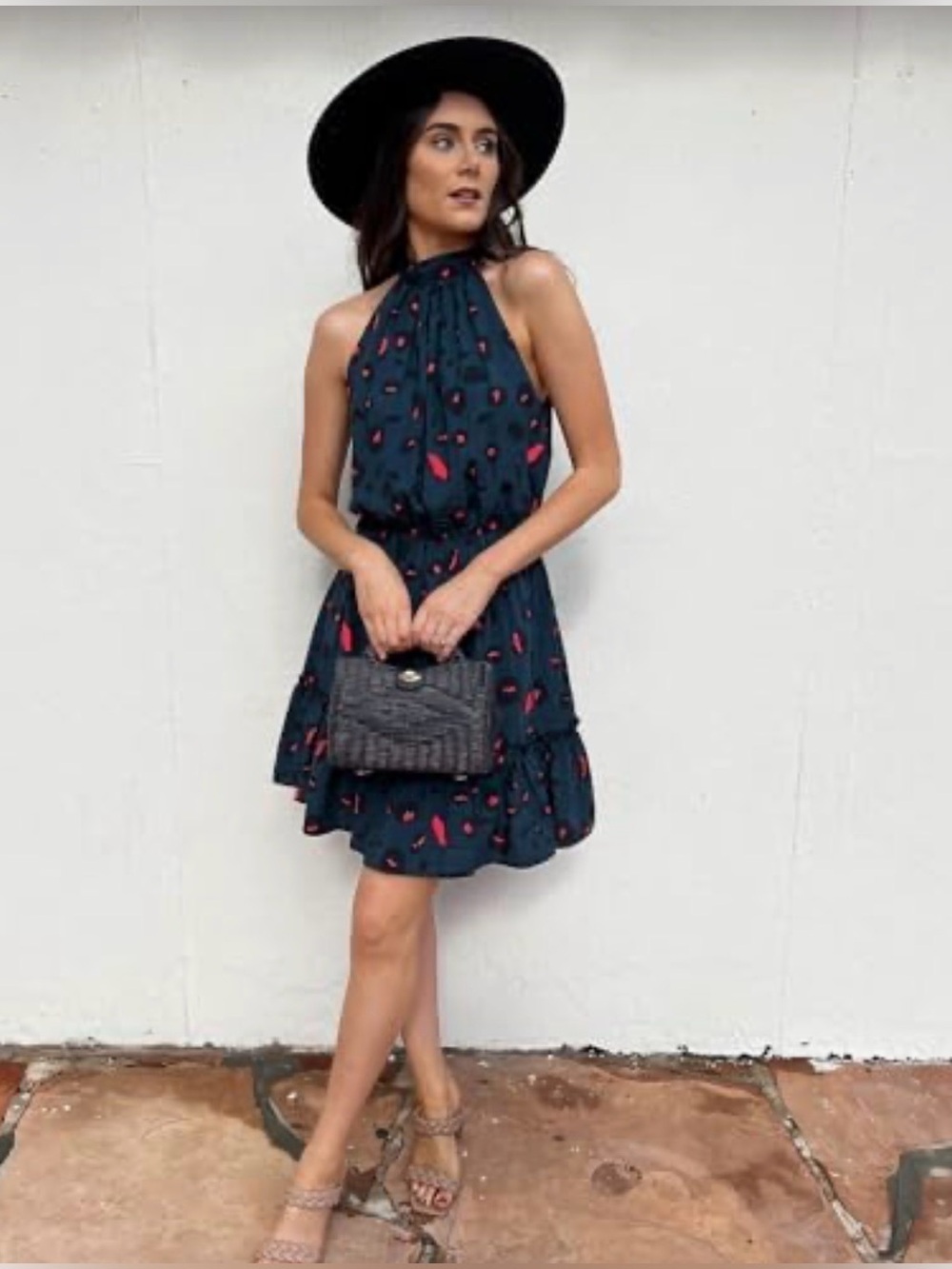 🌞3/$18 CLOSET SALE!!🌞BTFBM Sz L teal green leopard print halter mini dress